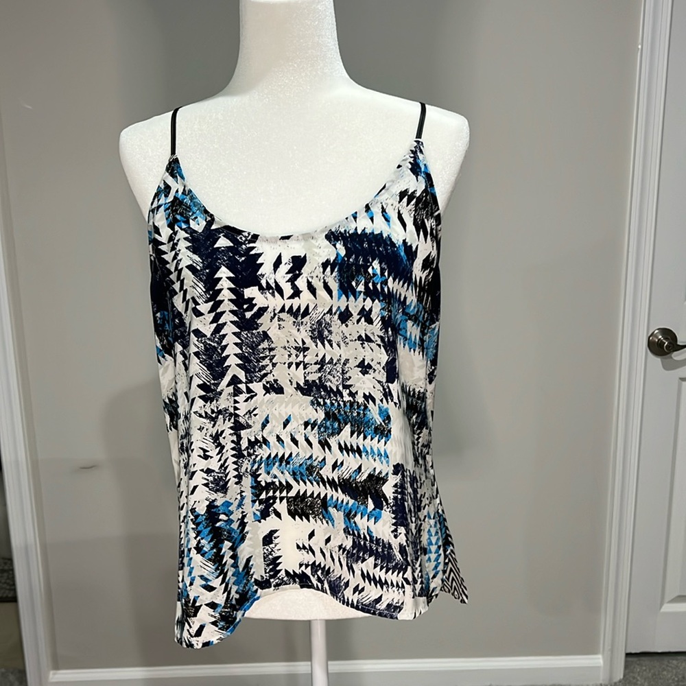 Trouvé size Large top with faux leather straps.